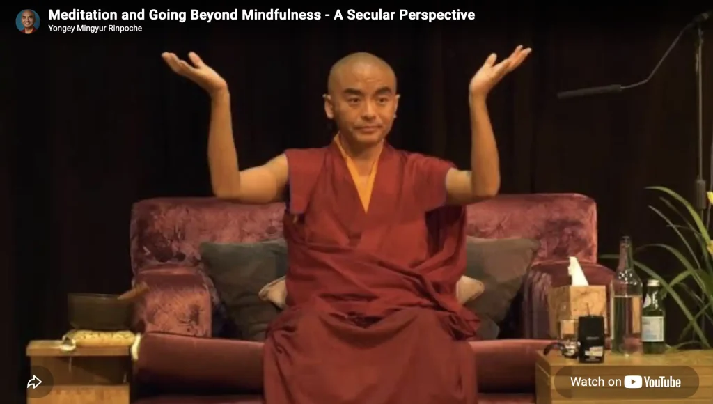 Screenshot of Tibetan monk seated in a comfortable setting.